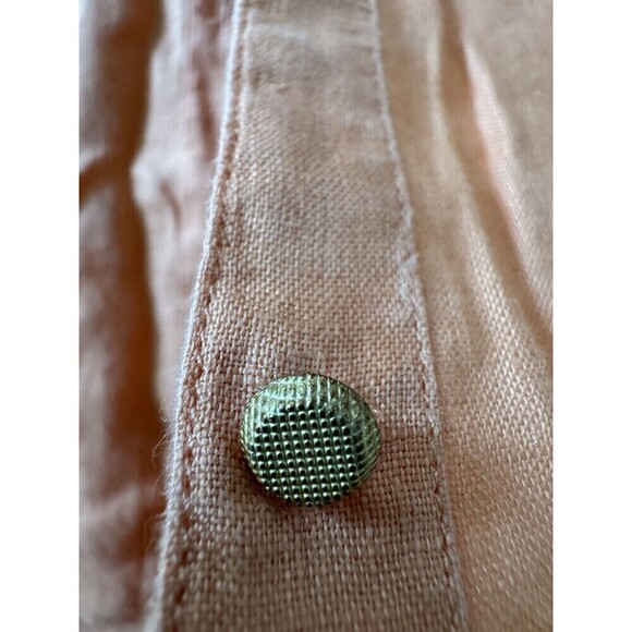 chicos linen shirt orange gold button down roll tab sleeves 100% linen size 2/ L - Picture 10 of 13